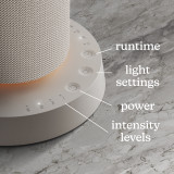 Grey | image shows controls of Homedics® SereneScent™ Fabric Rechargeable Waterless Diffuser
