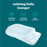 Blue | Homedics® 3-in-1 Calming Cushion in Blue color, showcasing features of soothing sounds, calming vibrations, and cozy comfort.