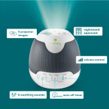 9 projector images, nightstand approved, volume control, 6 soothing sounds, auto-off timer