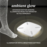 White | ambient glow, ADVANCED MOTION SENSING ILLUMINATES FROM THE PERIMETER AS YOU APPROACH