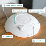 Cloud | Homedics Portable Sound Machine with Night Light comes in a portable design, is adapter or battery powered, has auto-off timer