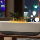 Khaki | Homedics® Fireside Ultrasonic Humidifier with Sound releases flame-like mist, making it the perfect functional decor item
