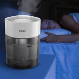 Grey | Homedics TotalComfort UV-C Ultrasonic Humidifier on nightstand humidifying air while customer sleeps soundly